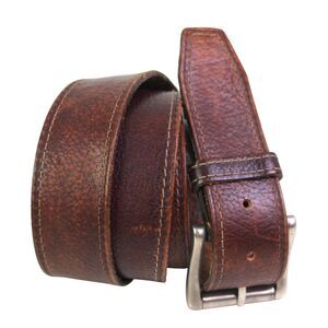Mexico BROWN GENUINE LEATHER 1 1/2"Wd STITCHED DRESS MEN'S BELT Sz 42/105 (E57